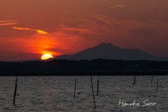 筑波山に沈む夕日