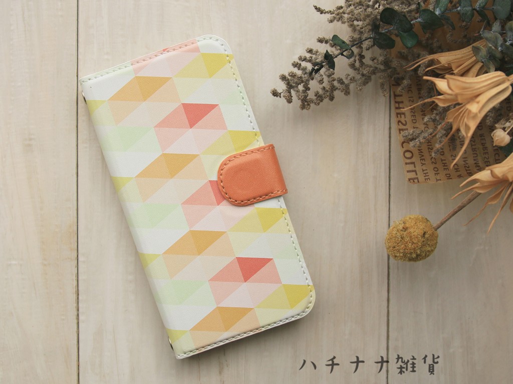 幾何学模様　手帳型スマホケース